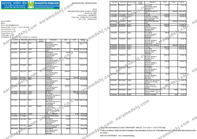 Indian Maharashtra bank statement 2 pages.pdf